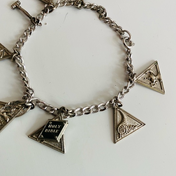Sterling Silver Charlas Bracelet - Sorority - Pyramids - Vintage - Picture 11 of 13